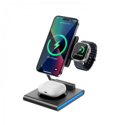 Беспроводное зарядное устройство WIWU Geek 3 in 1 Grey