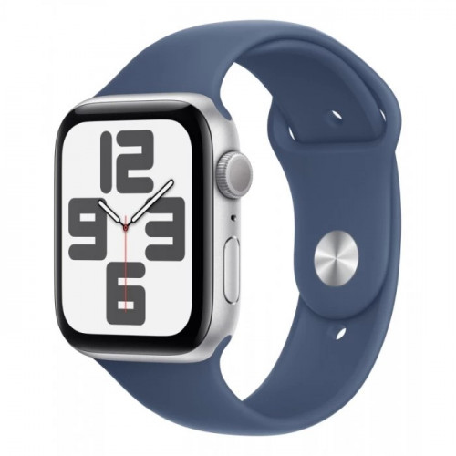 Смарт-часы Apple Watch SE (2024) 44 мм, Aluminium Case серебристый, ремешок Sport Band Denim S/M