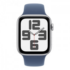 Apple Watch SE (2024) 44 мм, Aluminium Case серебристый, ремешок Sport Band Denim S/M