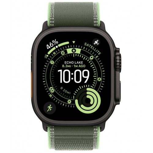 Смарт-часы Apple Watch Ultra 3, 49 мм, корпус Black Titanium, ремешок Trail зелёный/неон S/M