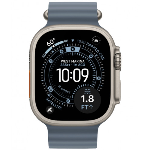 Смарт-часы Apple Watch Ultra 3, 49 мм, Natural Titanium, ремешок Ocean якорный синий