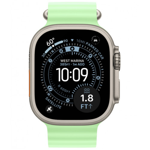Смарт-часы Apple Watch Ultra 3, 49 мм, Natural Titanium, ремешок Ocean зелёный неон