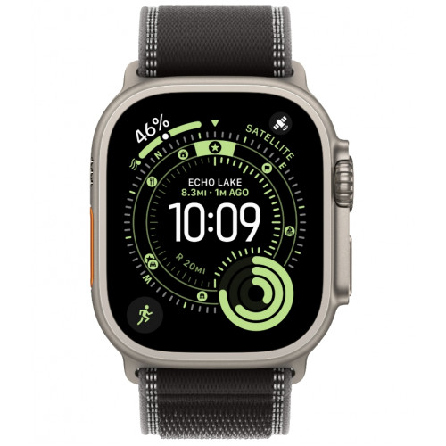 Смарт-часы Apple Watch Ultra 3, 49 мм, корпус Natural Titanium, ремешок Trail чёрный/угольно-чёрный M/L