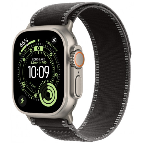 Смарт-часы Apple Watch Ultra 3, 49 мм, корпус Natural Titanium, ремешок Trail чёрный/угольно-чёрный M/L