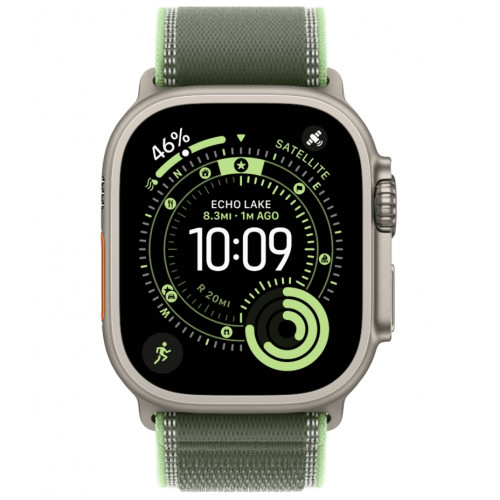 Смарт-часы Apple Watch Ultra 3, 49 мм, корпус Natural Titanium, ремешок Trail зелёный/неон M/L