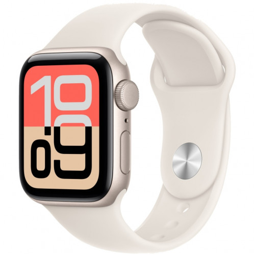 Смарт-часы Apple Watch SE (2025) 44 мм, корпус Starlight Aluminum Starlight ремешок Sport Band M/L