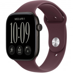 Apple Watch Series 12 42mm Black Aluminum Case with Burgundy Sport Band S/M