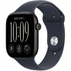 Apple Watch Series 12 42mm Black Aluminum Case with Navy Blue Sport Band S/M