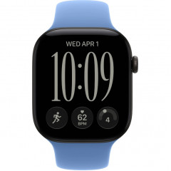 Apple Watch Series 12 42mm Black Aluminum Case with Wildflower Blue Sport Band S/M