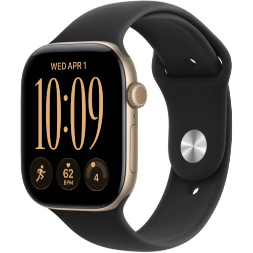 Смарт-часы Apple Watch Series 12 42mm Light Gold Aluminum Case with Black Sport Band M/L
