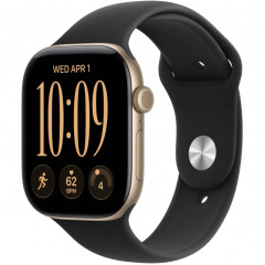 Apple Watch Series 12 42mm Light Gold Aluminum Case with Black Sport Band S/M