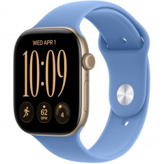 Apple Watch Series 12 42mm Light Gold Aluminum Case with Wildflower Blue Sport Band S/M