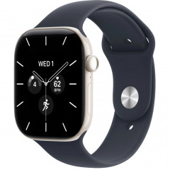 Apple Watch Series 12 42mm Pearl White Ceramic Case with Navy Blue Sport Band S/M