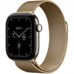 Apple Watch Series 12 46mm Natural Titanium Case with Radiant Gold Milanese Loop M/L