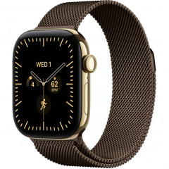 Apple Watch Series 12 46mm Radiant Gold Titanium Case with Dark Bronze Milanese Loop S/M