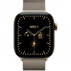 Apple Watch Series 12 46mm Radiant Gold Titanium Case with Natural Milanese Loop M/L