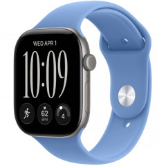 Apple Watch Series 12 46mm Space Gray Aluminum Case with Wildflower Blue Sport Band S/M